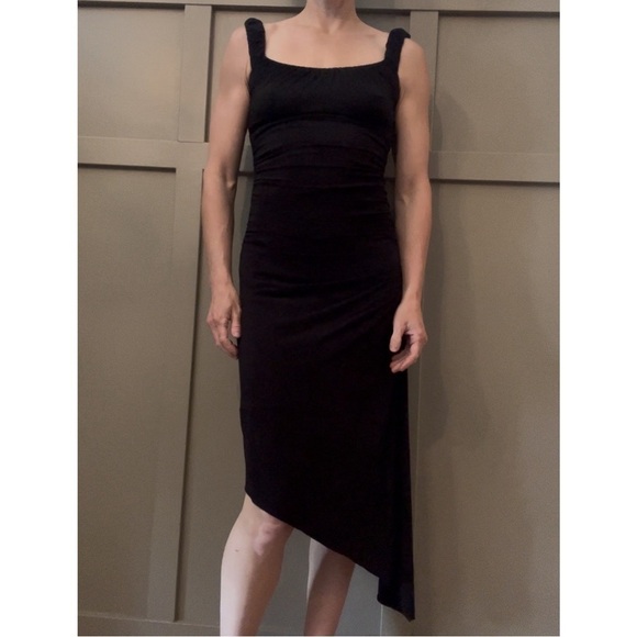 BCBGMaxAzria Dresses & Skirts - BCBGMaxAzria Black Ruched Dress Cocktail Formal Asymmetric Hem Size XS